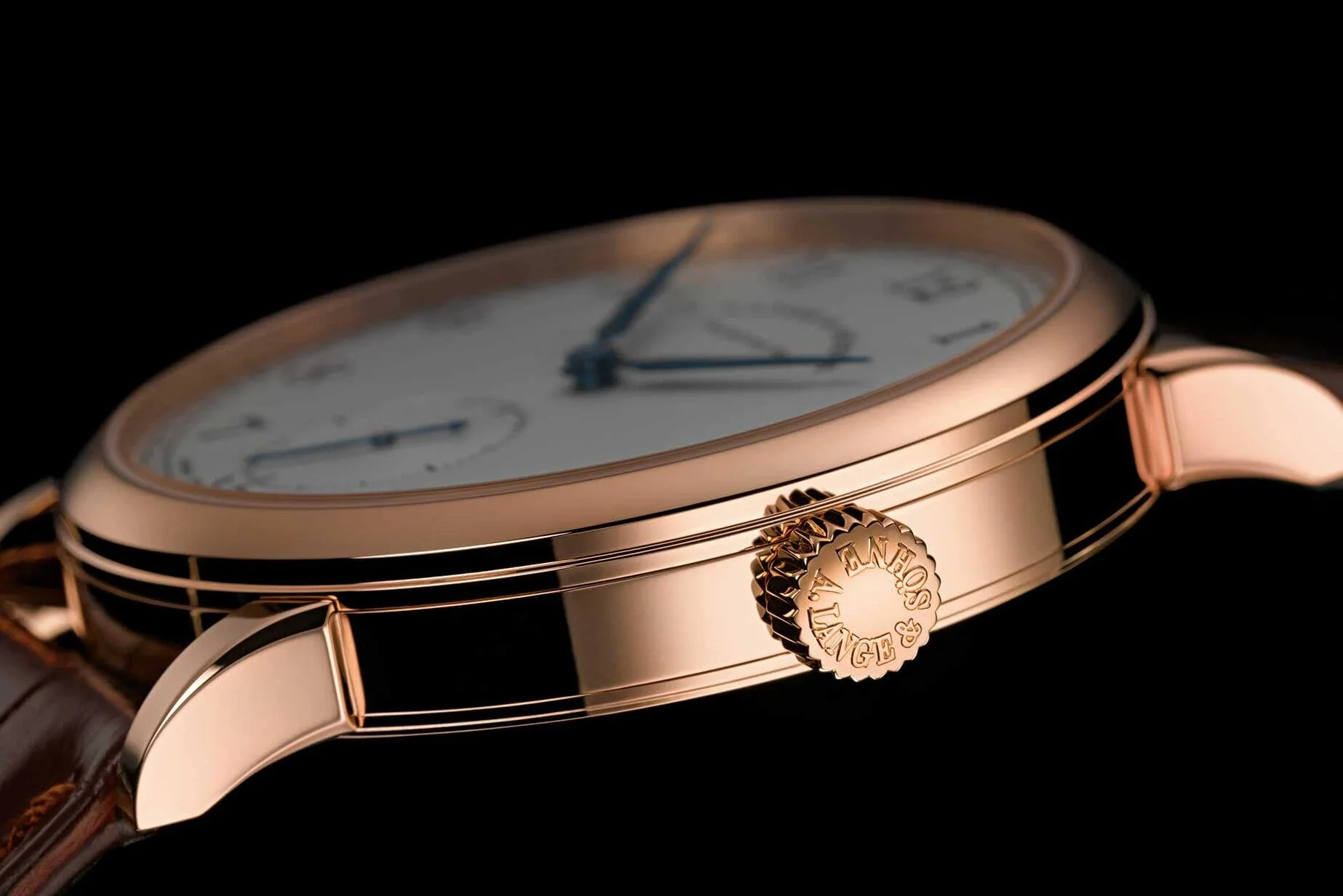 A Lange Sohne Lange 1815 pink gold blue hands 235.032 38.5 mm case finish review