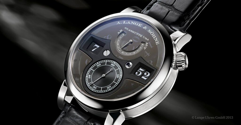 A Lange SOhne Zeitwerk Lumen Phantom platinum special edition black dial 140.035 case structure review