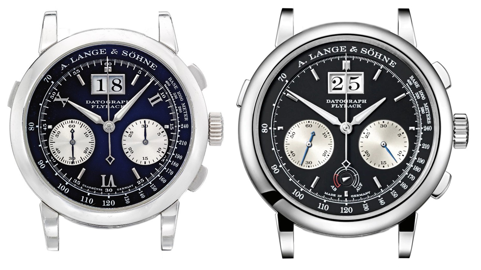 A Lange Söhne Datograph comparison 403.035 and 405.035 side by side