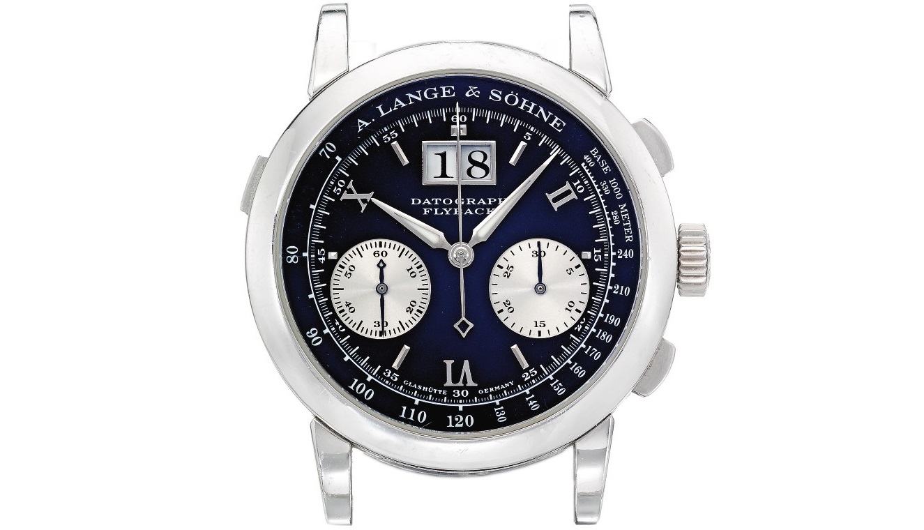 A Lange Söhne Datograph in platinum case with black dial reference 403.035