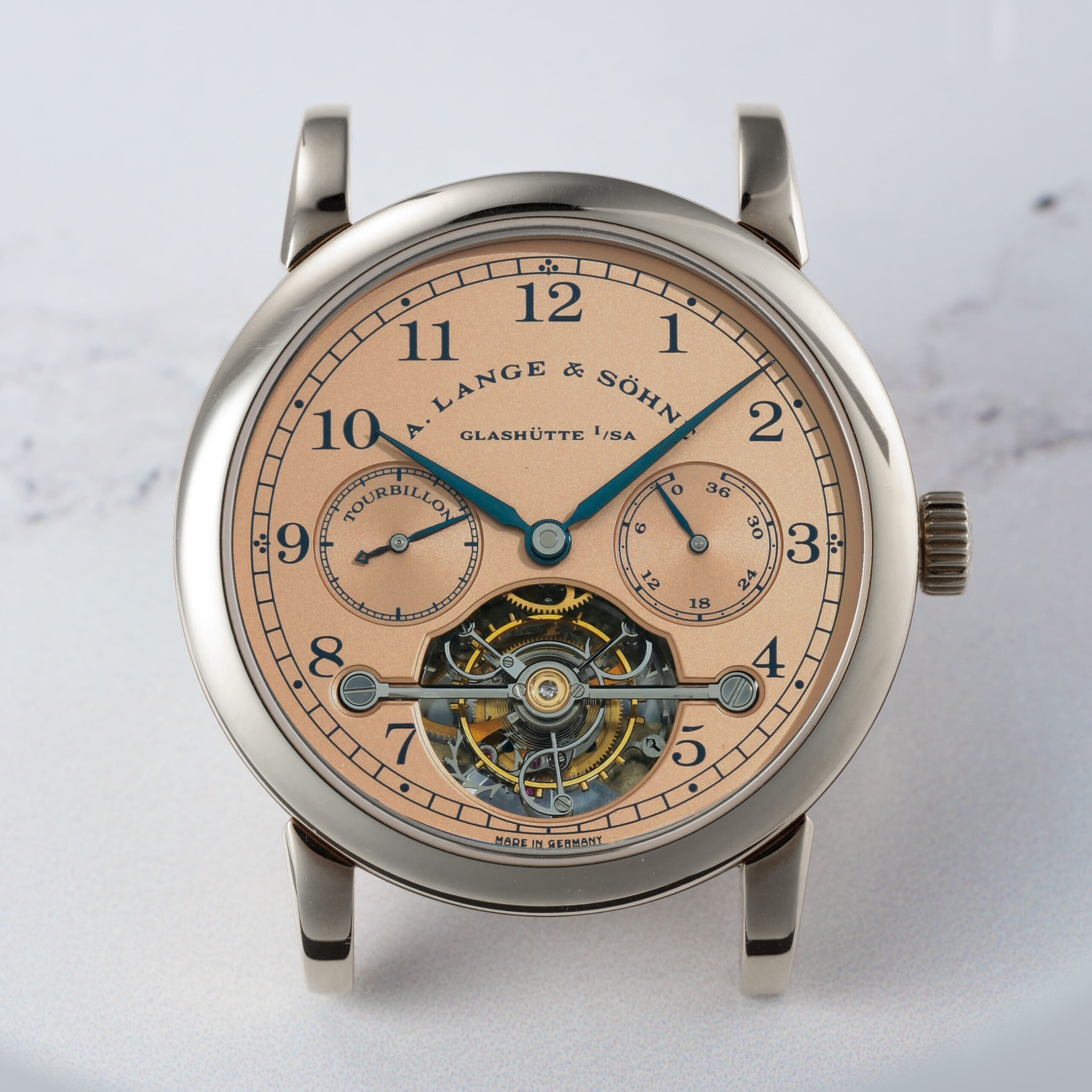 A. Lange & Söhne Tourbillon Pour le Mérite 701.005 — Platinum, Salmon dial, Piece Unique