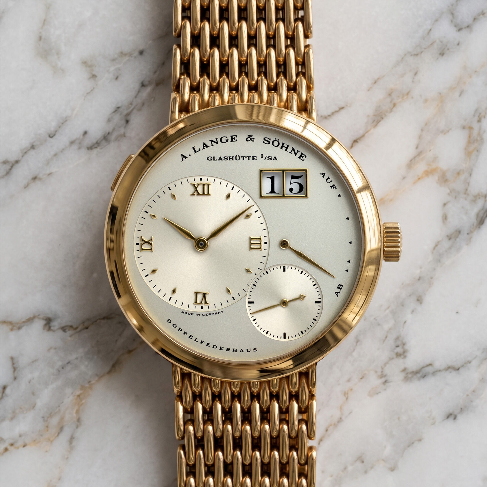 A Lange Söhne Lange 1 solid back Wellendorff bracelet