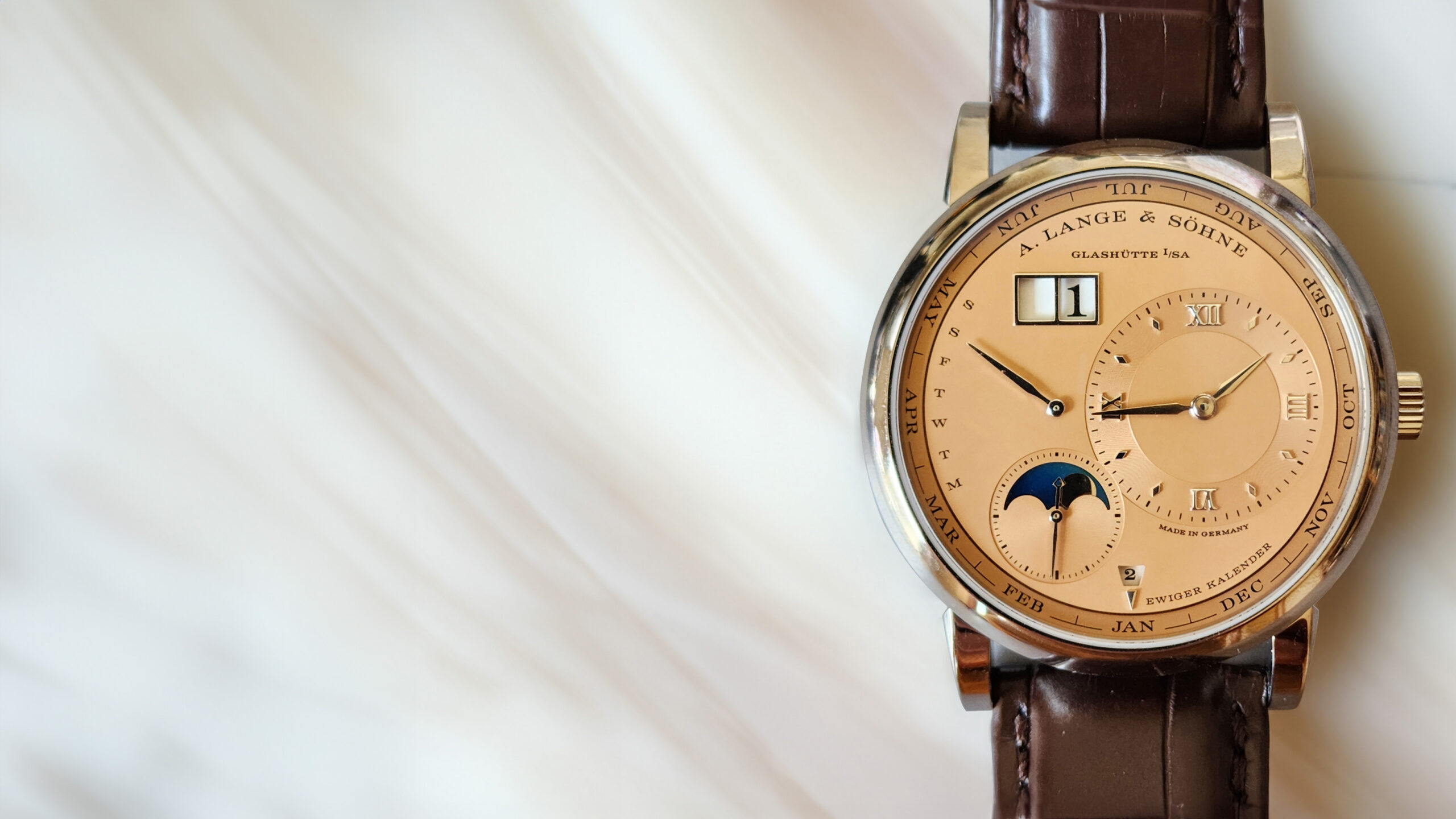 A. Lange & S&ouml;hne Lange 1 Perpetual Calendar 345.056 Pink Gold, Salmon Dial